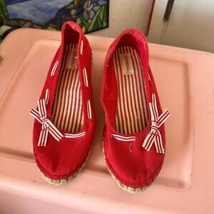 connie red and white slip on flats shoes